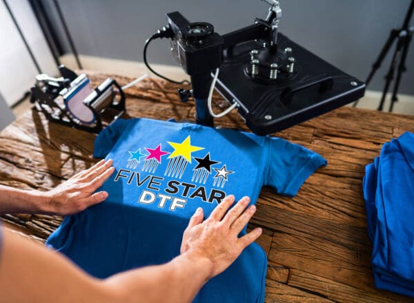 Heat pressing a DTF transfer on a cotton t-shirt for long-lasting results
