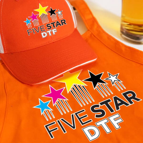 Close-up of DTF transfer film showing fine detail and full-color print